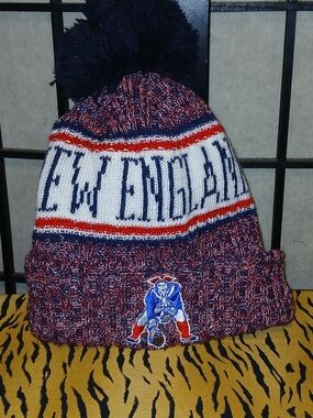 NFL Tri-Color Knit Beanie in Red, Navy & White